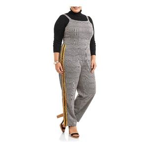 Women's Plus Size Menswear Plaid Jumpsuit with Varsity Side Striping Size 30/32